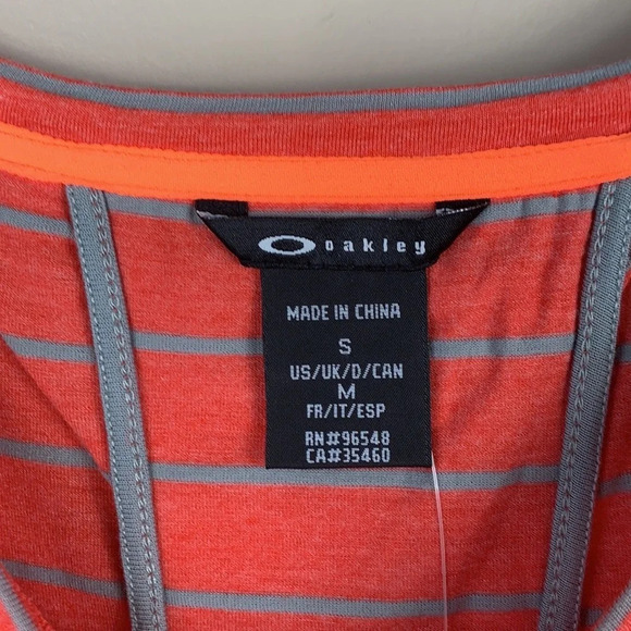 NWT Oakley pinkish orange striped long sleeve top sz sm - Picture 3 of 7
